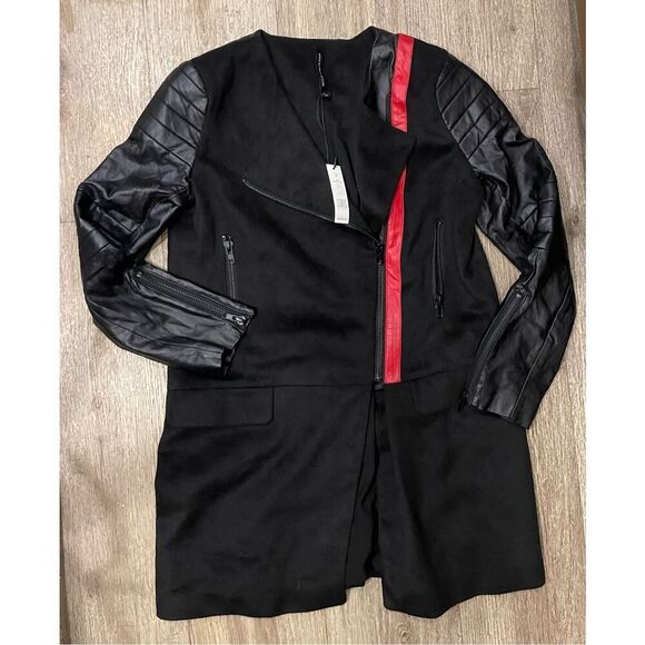 W118  by Walter Baker Black and Red Coat Jacket Medium New with Flaws - Picture 1 of 14